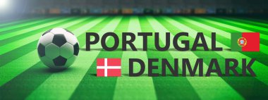 Portekiz vs Danimarka, futbol, futbol final maçı. 3D çizim