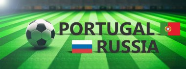 Portekiz – Rusya, futbol, futbol final maçı. 3D çizim