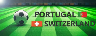 Portekiz vs İsviçre, futbol, futbol final maçı. 3D çizim