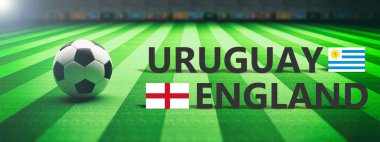 Uruguay vs İngiltere, futbol, futbol final maçı. 3D çizim