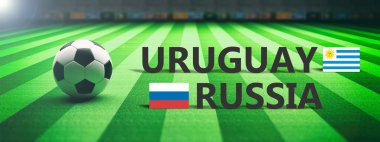 Uruguay vs Rusya, futbol, futbol final maçı. 3D çizim