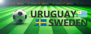 Uruguay vs İsveç, futbol, futbol final maçı. 3D çizim