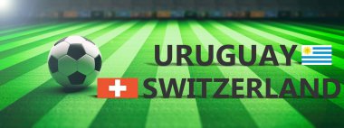 Uruguay vs İsviçre, futbol, futbol final maçı. 3D çizim