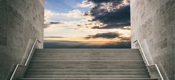 Концепція Свободи Успіху Мармурові Сходи Неба Сході Сонця Ілюстрація — стокове фото