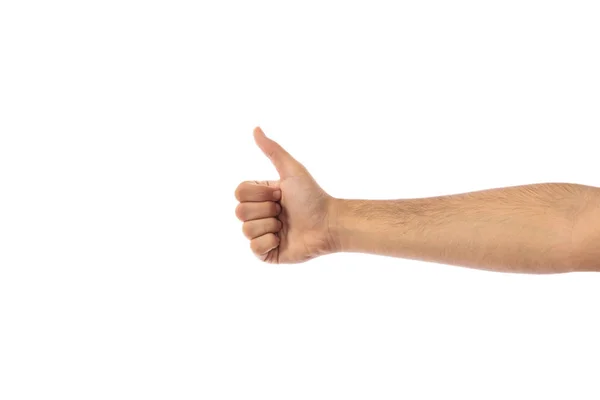 Kciuk Górę Gest Lub Ręczne Liczenie Jeden Białym Tle Białym — Zdjęcie stockowe