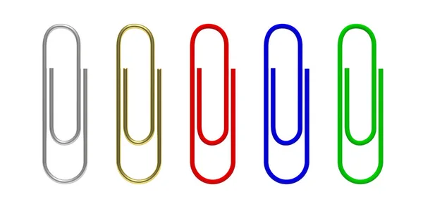 Concept Papeterie Paperclips Différentes Couleurs Isolés Découpés Sur Fond Blanc — Photo