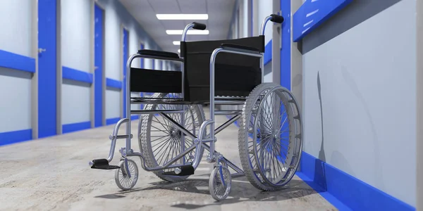 Fauteuil Roulant Vide Sur Fond Flou Couloir Hôpital Illustration — Photo