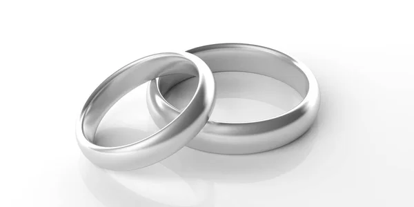 Ζευγάρι Χρυσά Δαχτυλίδια Λευκόχρυσου Γάμου Απομονώνονται Λευκό Φόντο Προβολή Closeup — Φωτογραφία Αρχείου