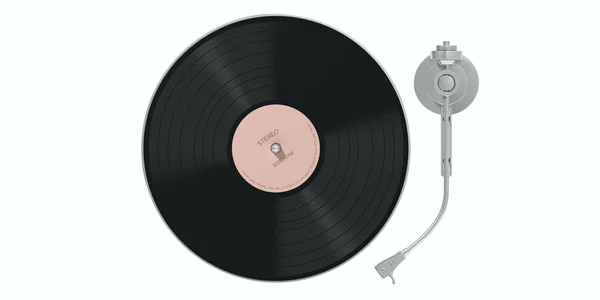 Vinyl Record Player Isolated Cutout White Background Top View Illustration — Stock Photo, Image