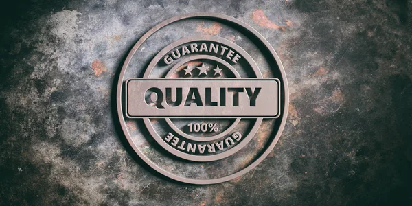 Quality Badge Stamp Sign Text Quality Metal Background Illustration — Stock Photo, Image