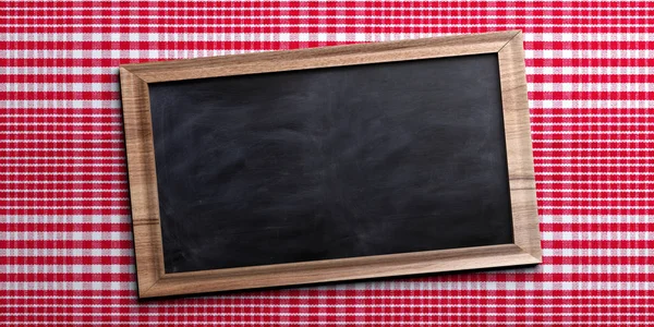 Leeg Schoolbord Rood Geblokte Picknick Tafellaken Ruimte Voor Tekst Illustratie — Stockfoto