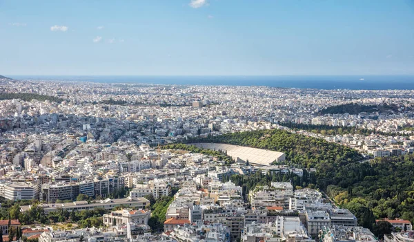 Panoramablick Vom Lycabettus Hügel Auf Die Stadt Athens Griechenland Und — Stockfoto