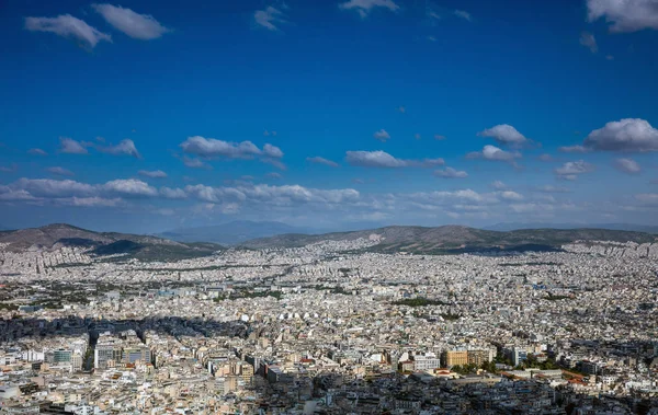 Πανοραμική Αεροφωτογραφία Πόλης Των Αθηνών Στην Ελλάδα Από Λόφο Του — Φωτογραφία Αρχείου