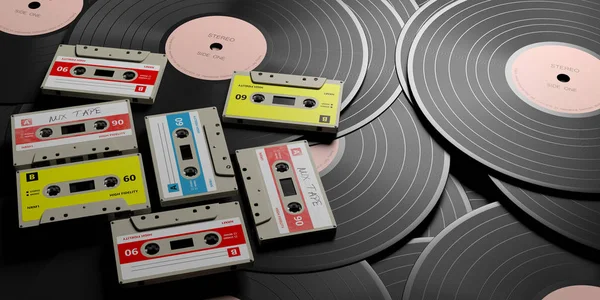 Partymusik Der 1970Er Und 1980Er Jahre Vintage Audio Kassetten Und — Stockfoto