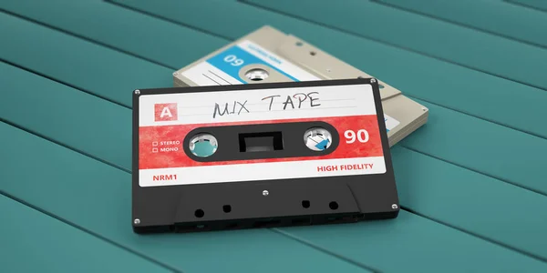 Partymusik Der 1970Er Und 1980Er Jahre Vintage Audiokassetten Text Mixtape — Stockfoto
