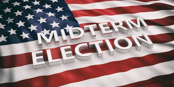 Średniookresowa Wybory Usa Średniookresowa Wybory Tekstu Tle Amerykańską Flagę Ilustracja — Zdjęcie stockowe