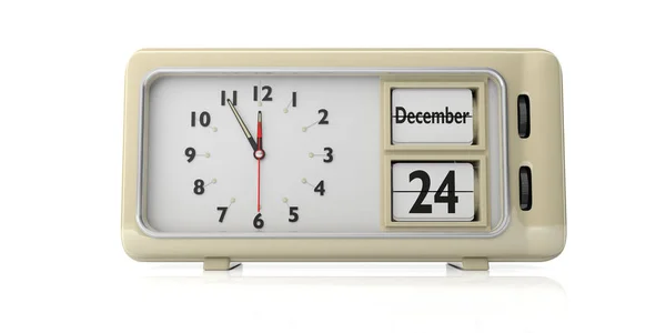 Nochebuena Reloj Despertador Retro Con Fecha Víspera Navidad Diciembre Aislado —  Fotos de Stock