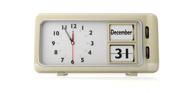 Nyårsafton Retro Väckarklocka Med Datumet December Isolerad Vit Bakgrund Illustration — Stockfoto