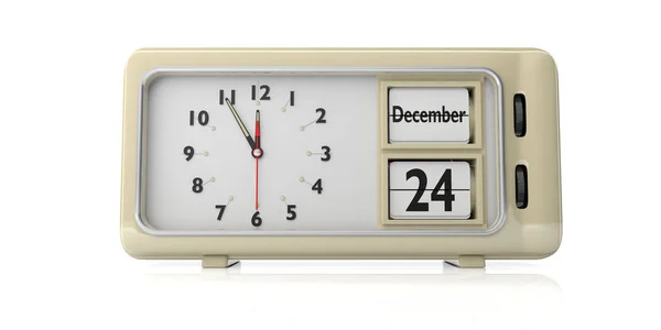 Christmas Eve Retro Alarm Clock Christmas Eve Date December 24Th — Stock Photo, Image