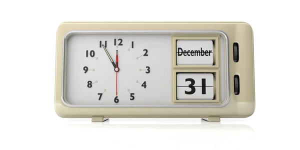 New Year Eve Retro Alarm Clock Date December 31St Isolated — Stock Photo, Image