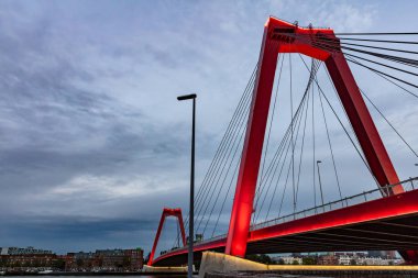 Rotterdam, Hollanda ve Willem Köprüsü öğleden sonra