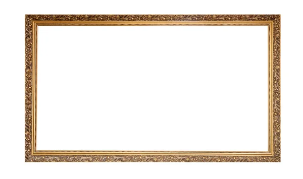 Goldener Klassischer Leerer Rahmen Isoliert Auf Weißem Hintergrund Kopierraum — Stockfoto