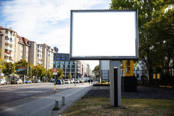 Modélisation Panneau Affichage Vierge Pour Publicité Fond Rue Ville — Photo