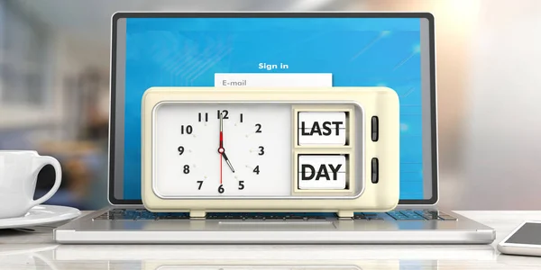 Gestión Del Tiempo Último Día Mensaje Fecha Límite Reloj Despertador — Foto de Stock
