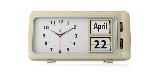 白い背景に 分離された古いレトロなビンテージ目覚まし時計に 日地球の日のお祝い日3 イラストレーション — ストック写真
