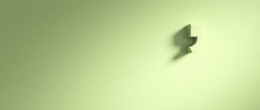 Pastel yeşil duvar arka plan, afiş, kopya alanı üzerinde kesme işareti işareti. 3D çizim