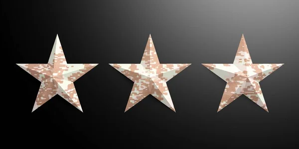 Three Stars American Military Pattern Isolated Black Background Illustration — Stock Photo, Image