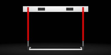 İş engelleri kavramı. Tek engel, siyah arka plan karşı 3d illüstrasyon izole.