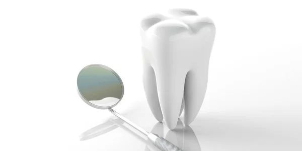 Santé Des Dents Concept Dentriste Miroir Dentiste Modèle Dent Sur — Photo