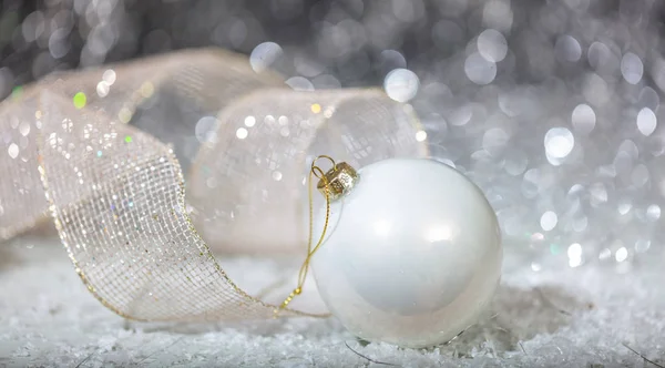 Boże Narodzenie Biały Ball Śnieg Bokeh Streszczenie Tło Światła — Zdjęcie stockowe