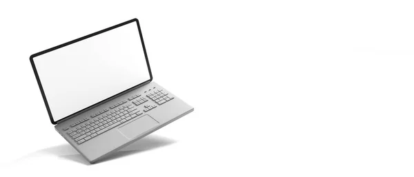 白の背景 バナー コピー領域に分離された空白の画面とコンピューター ノート パソコン イラストレーション — ストック写真