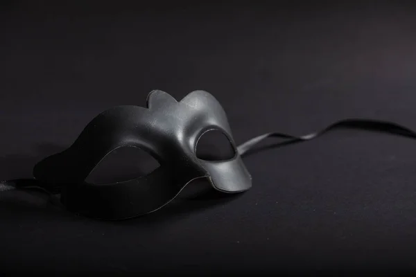 Karneval Čas Benátská Maska Černém Pozadí Kopírování Prostor — Stock fotografie