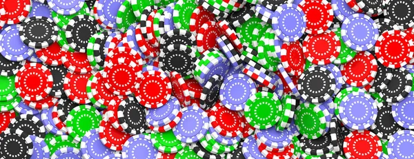 Fichas de póquer fondo, bandera, vista superior. ilustración 3d — Foto de Stock