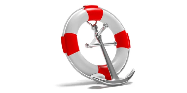 Ajuda Segurança Conceito Mar Lifebuoy Âncora Naval Isolado Fundo Branco — Fotografia de Stock