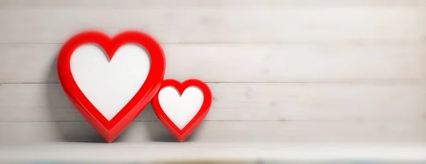 Día San Valentín Concepto Amor Dos Marcos Vacíos Forma Corazón — Foto de Stock