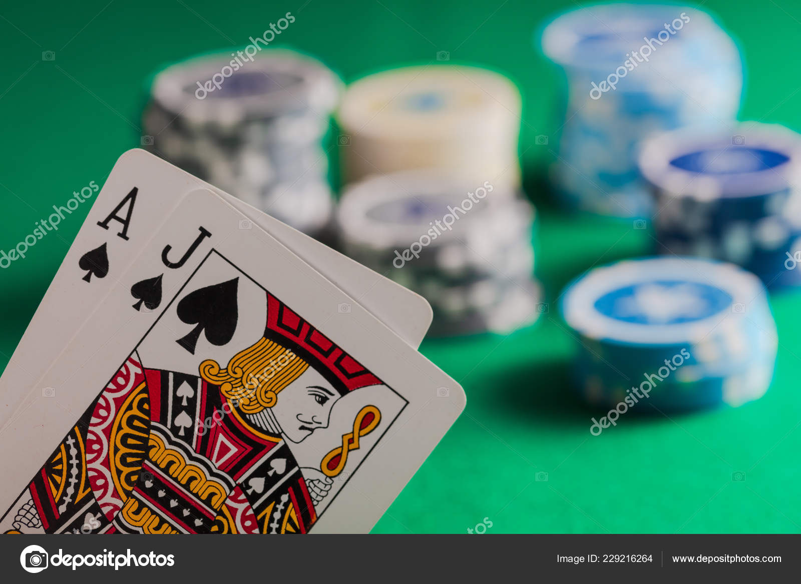 Casino Gambling Concept Blackjack Poker Chips Felt Blur Background Stock Photo ©gioiak2 229216264