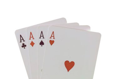 Poker, casino iskambil kavramı. Beyaz arka plan üzerinde izole kare as