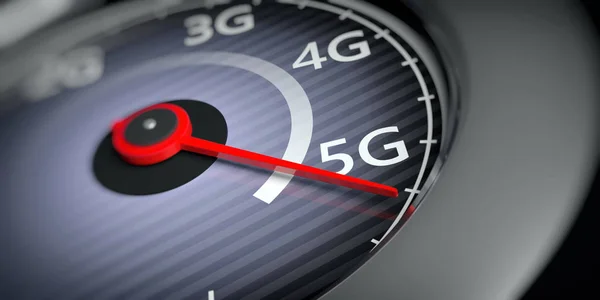 Высокоскоростное Подключение Сети Интернет Reaching Speedometer Indicator Internet Speed Test — стоковое фото