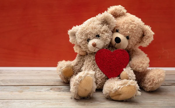 Amor Conceito Amizade Abraço Apertado Dois Ursos Pelúcia Abraçando Como — Fotografia de Stock