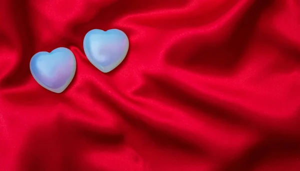 Día San Valentín Vista Superior Corazones Vidrio Azul Claro Sobre — Foto de Stock