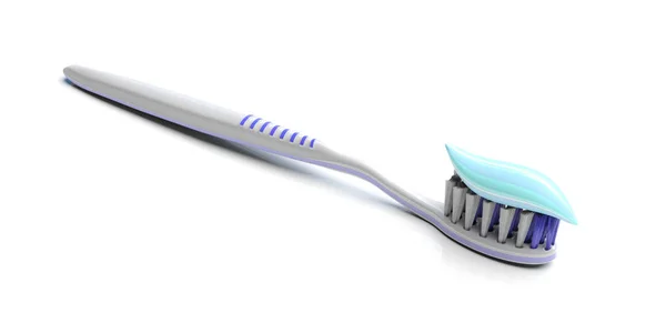 Soins Dentaires Hygiène Pâte Dents Sur Une Brosse Dents Isolée — Photo