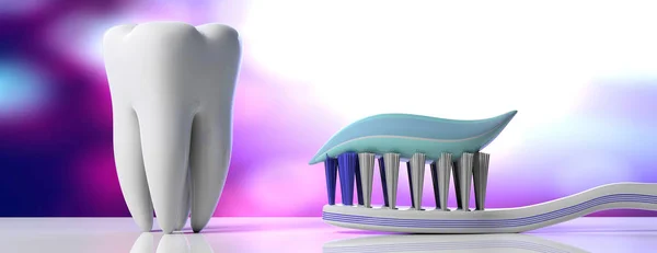 Soins Dentaires Hygiène Pâte Dents Sur Une Brosse Dents Modèle — Photo