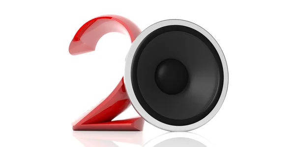 Nový Rok 2020 Hudba Červená Dvěma Reproduktory Izolovaných Bílém Pozadí — Stock fotografie