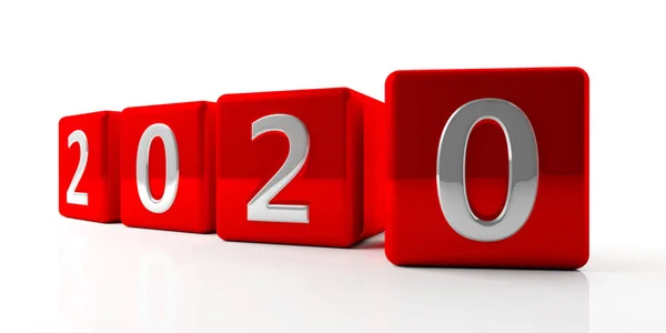 New Year Change New Year 2020 Digits Red Cubes Isolated — Stock Photo, Image