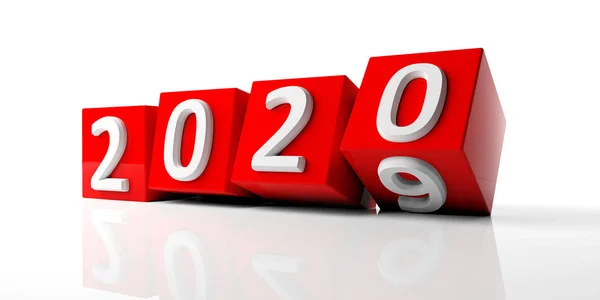 New Year Change New Year 2020 Digits Red Cubes Isolated — Stock Photo, Image