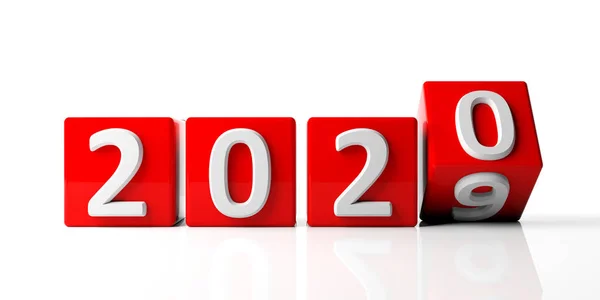 New Year Change New Year 2020 Digits Red Cubes Isolated — Stock Photo, Image